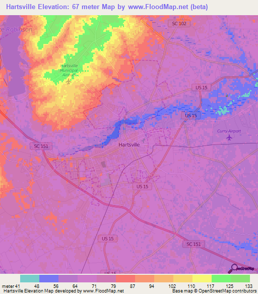 Hartsville,US Elevation Map