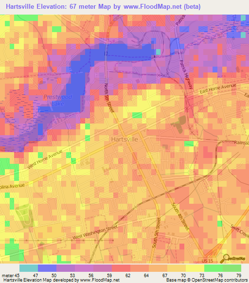 Hartsville,US Elevation Map