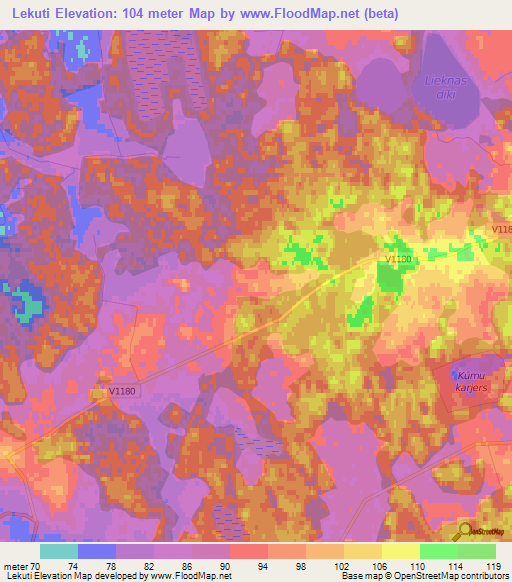 Lekuti,Latvia Elevation Map