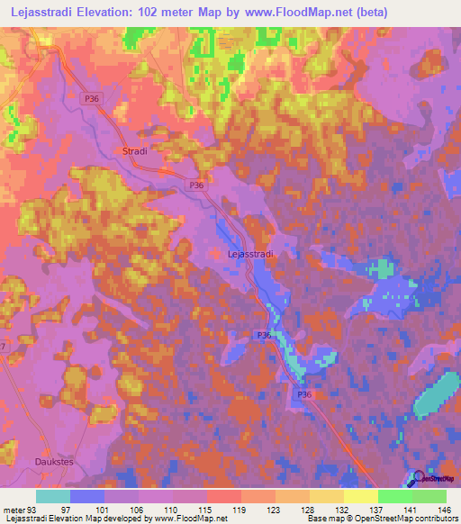 Lejasstradi,Latvia Elevation Map