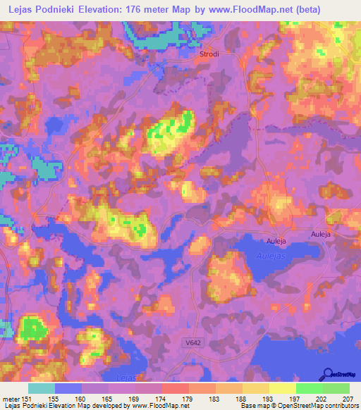 Lejas Podnieki,Latvia Elevation Map