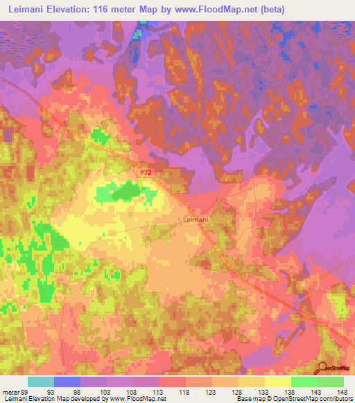 Leimani,Latvia Elevation Map