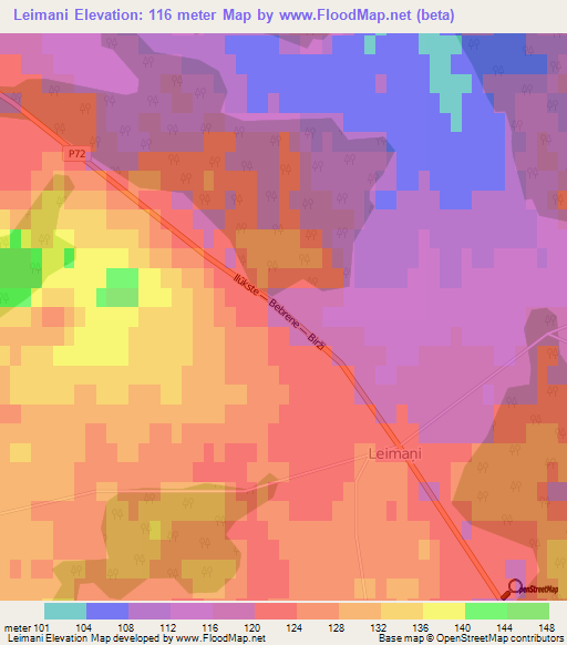 Leimani,Latvia Elevation Map