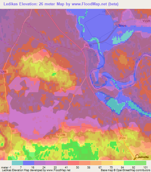 Ledikas,Latvia Elevation Map