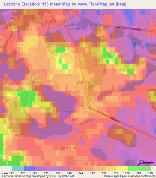 Lazdona,Latvia Elevation Map