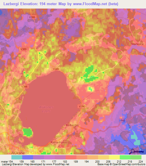 Lazbergi,Latvia Elevation Map