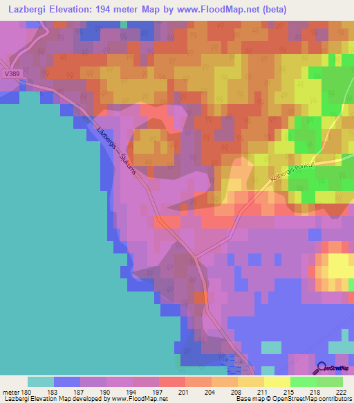 Lazbergi,Latvia Elevation Map