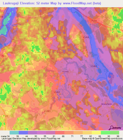 Laukrugaji,Latvia Elevation Map