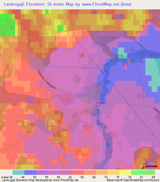Laukrugaji,Latvia Elevation Map