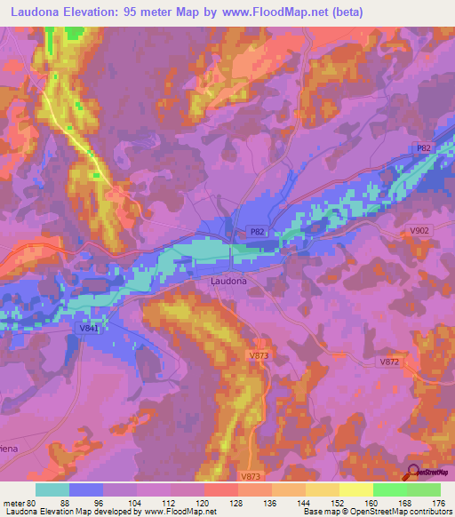 Laudona,Latvia Elevation Map