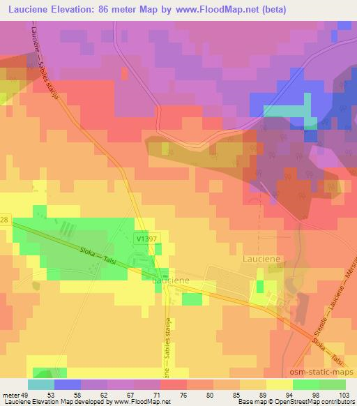 Lauciene,Latvia Elevation Map