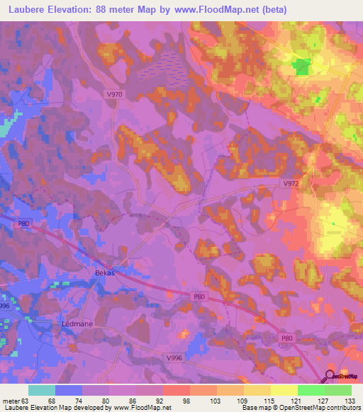 Laubere,Latvia Elevation Map