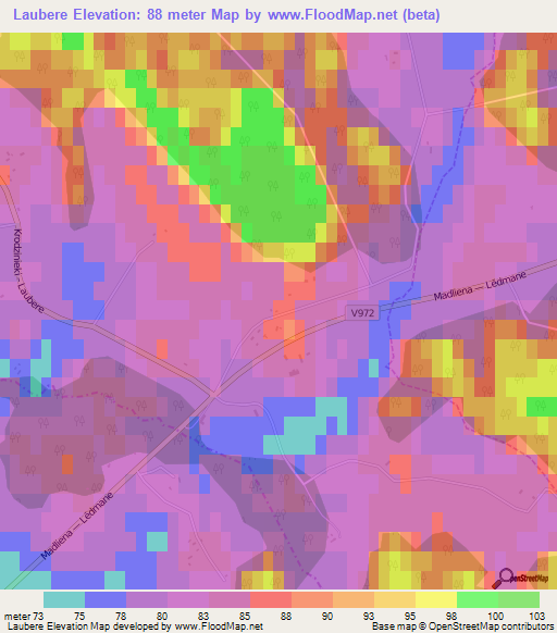 Laubere,Latvia Elevation Map