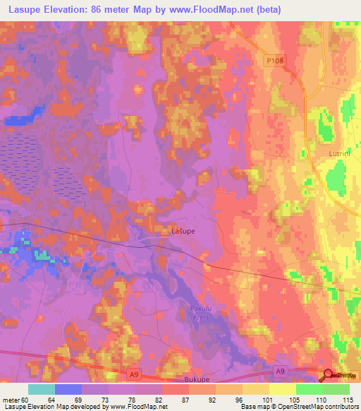 Lasupe,Latvia Elevation Map