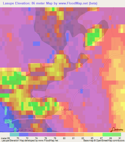 Lasupe,Latvia Elevation Map