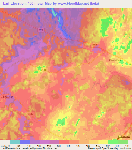 Lari,Latvia Elevation Map