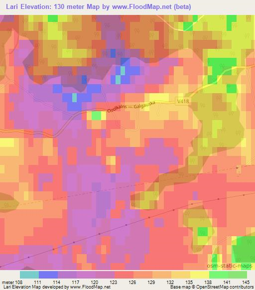 Lari,Latvia Elevation Map