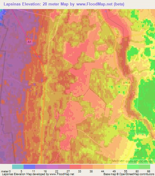 Lapsinas,Latvia Elevation Map