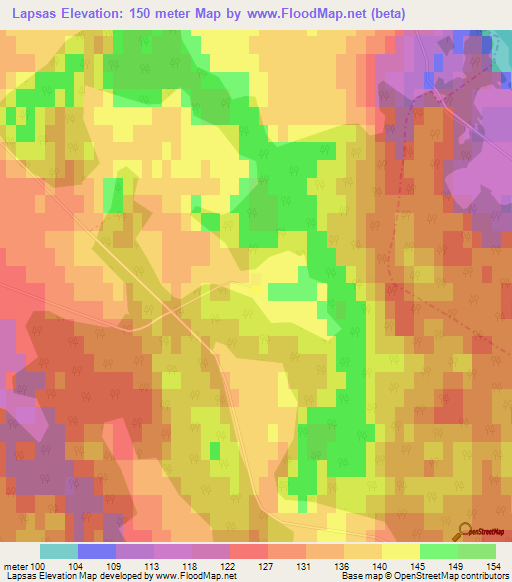 Lapsas,Latvia Elevation Map