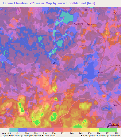 Lapeni,Latvia Elevation Map