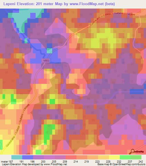 Lapeni,Latvia Elevation Map