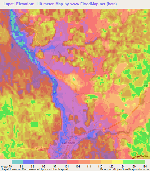 Lapati,Latvia Elevation Map