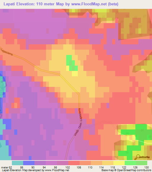 Lapati,Latvia Elevation Map