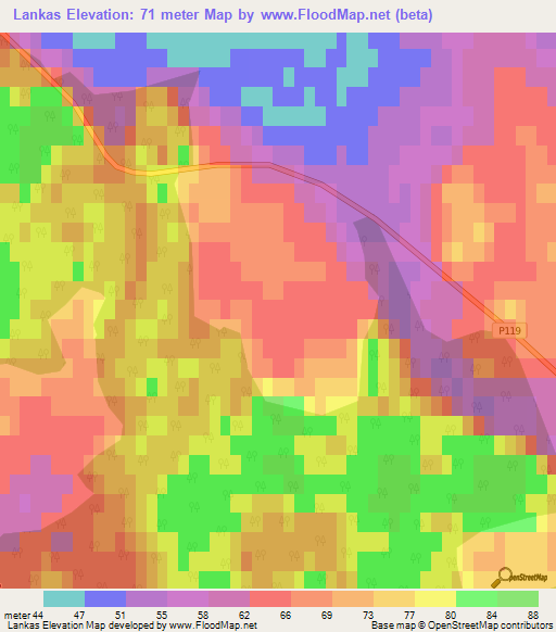 Lankas,Latvia Elevation Map