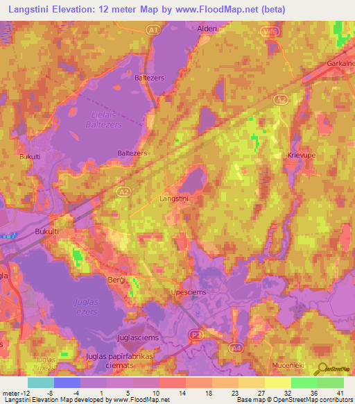 Langstini,Latvia Elevation Map