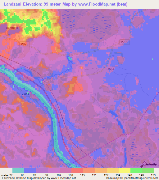 Landzani,Latvia Elevation Map