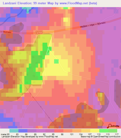 Landzani,Latvia Elevation Map