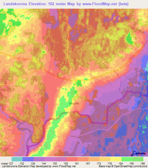 Landskorona,Latvia Elevation Map