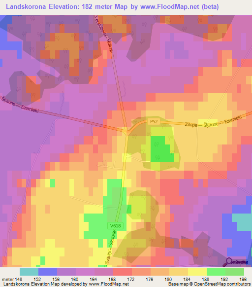 Landskorona,Latvia Elevation Map