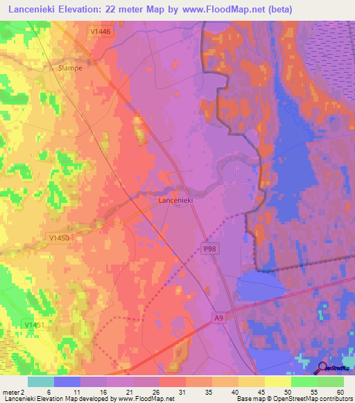 Lancenieki,Latvia Elevation Map