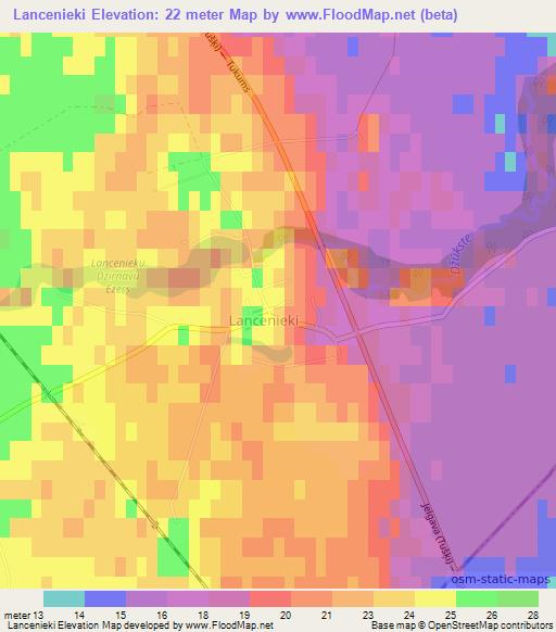 Lancenieki,Latvia Elevation Map
