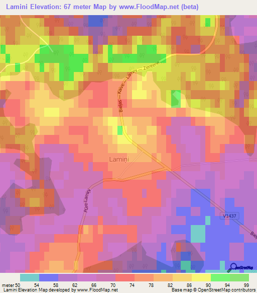 Lamini,Latvia Elevation Map