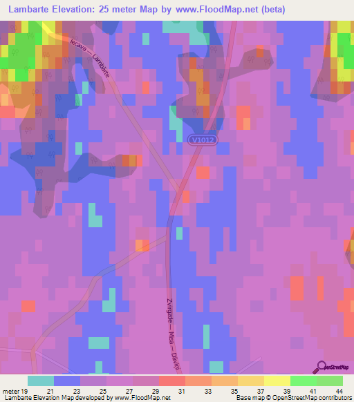 Lambarte,Latvia Elevation Map