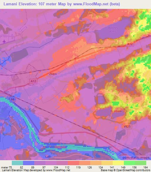 Lamani,Latvia Elevation Map