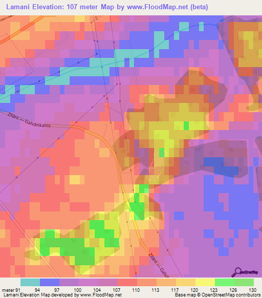 Lamani,Latvia Elevation Map