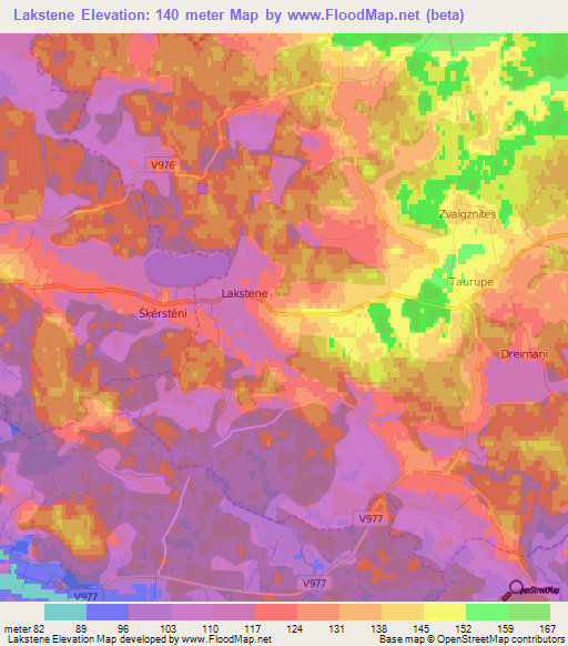 Lakstene,Latvia Elevation Map