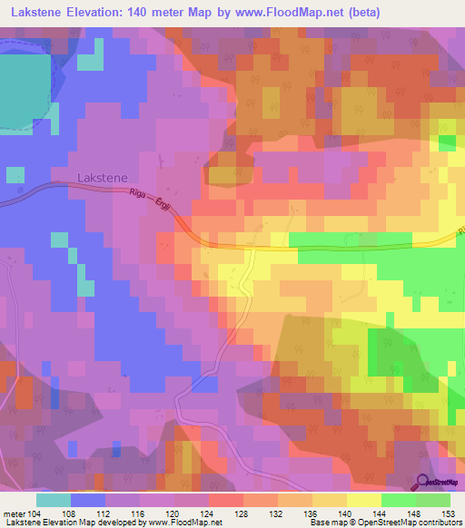 Lakstene,Latvia Elevation Map