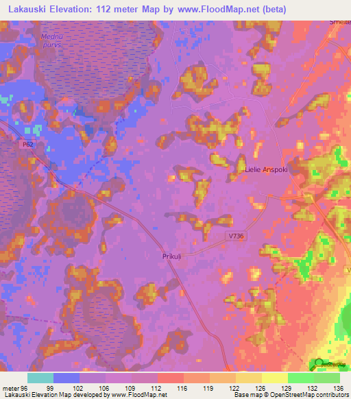 Lakauski,Latvia Elevation Map