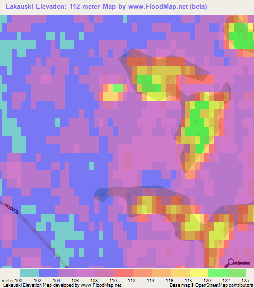 Lakauski,Latvia Elevation Map