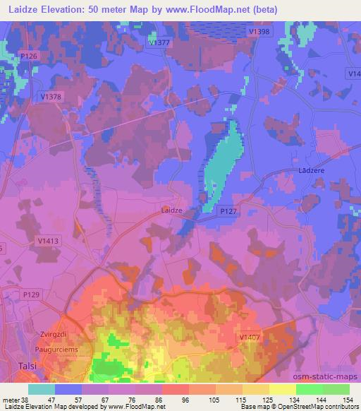 Laidze,Latvia Elevation Map