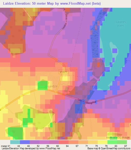 Laidze,Latvia Elevation Map