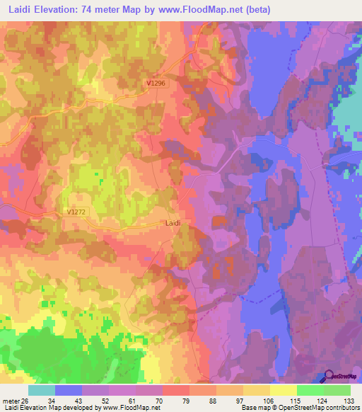 Laidi,Latvia Elevation Map