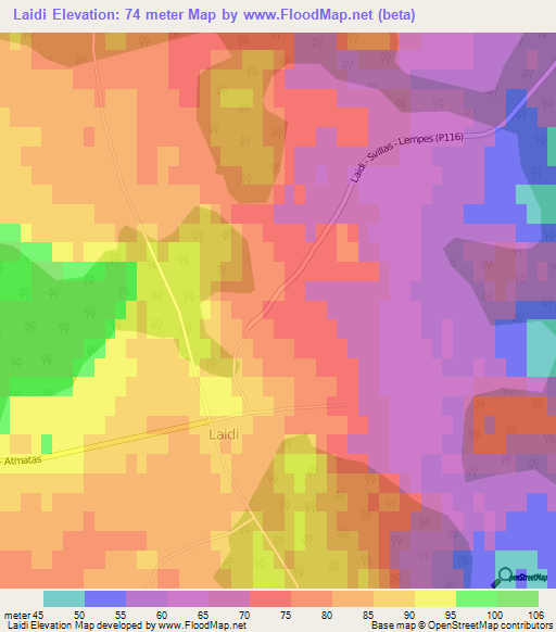 Laidi,Latvia Elevation Map