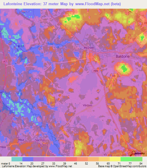 Lafonteine,Latvia Elevation Map