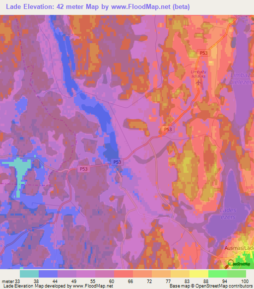 Lade,Latvia Elevation Map