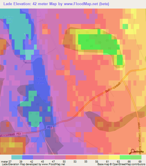 Lade,Latvia Elevation Map